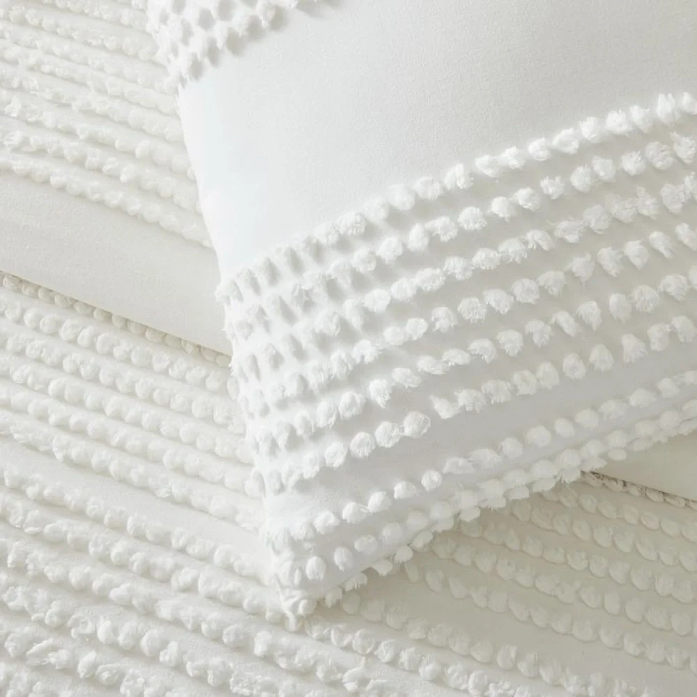West Elm Duvet and Sham, style Candlewick, size twin, color white